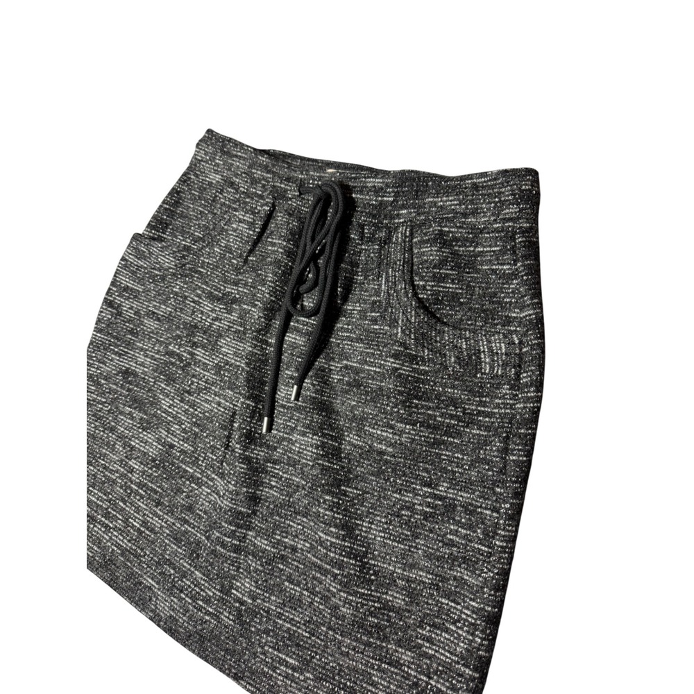 NWT Loft Women's XS Marled Knit Skirt Black White Drawstring Pockets 22366702 - Picture 2 of 7
